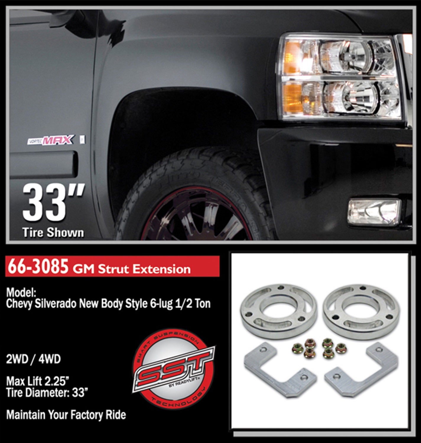 ReadyLift 2.25" Front Leveling Kit GM Full Size Truck SUV 1500 LD 6-Lug 07-18 -2