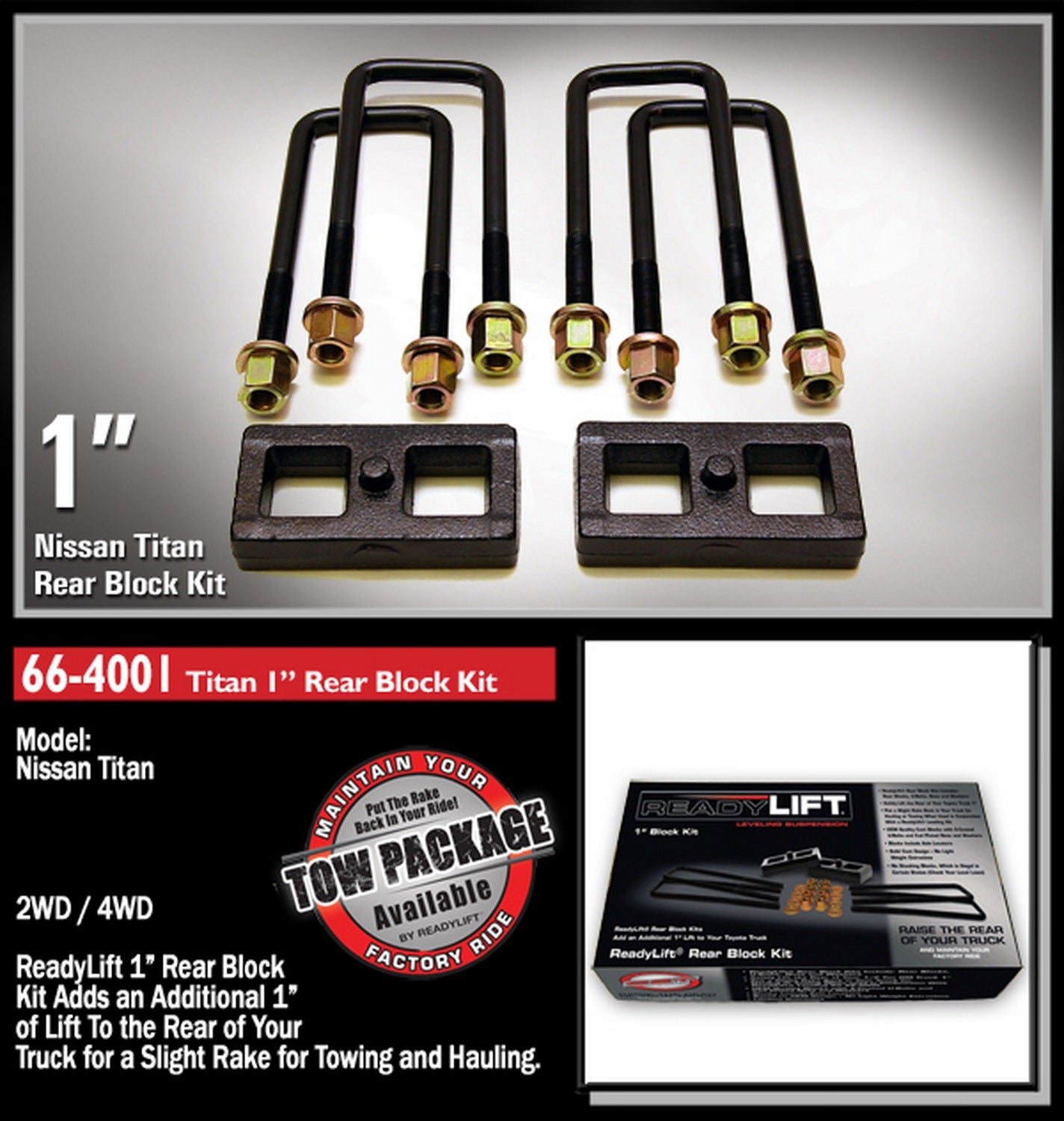 ReadyLift 1" Rear Block Kit for Nissan Titan 2004-2019 -2
