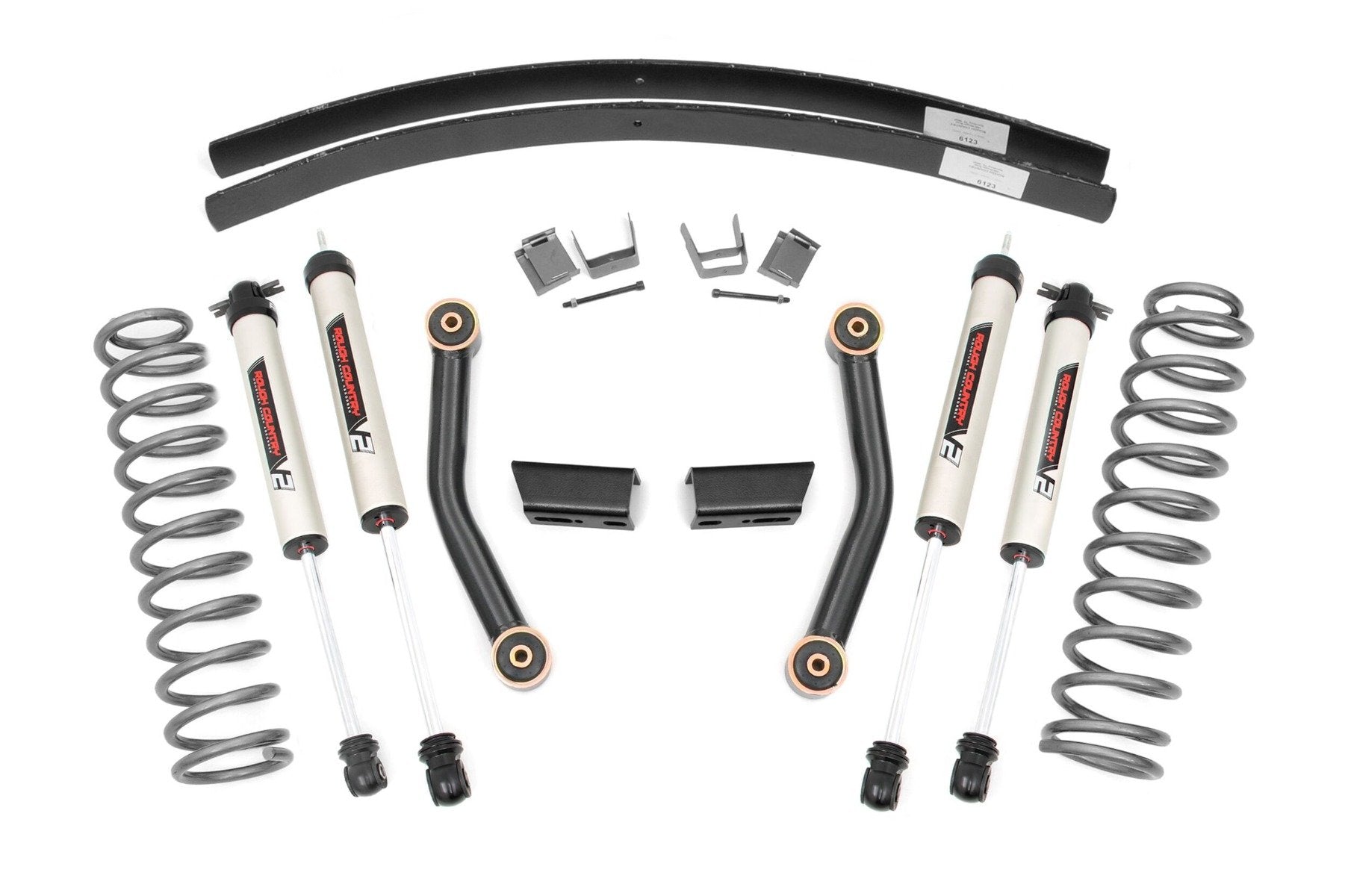 Rough Country 3in Series II Suspension Lift Kit V2 Shocks for 84-01 Cherokee XJ 670X70