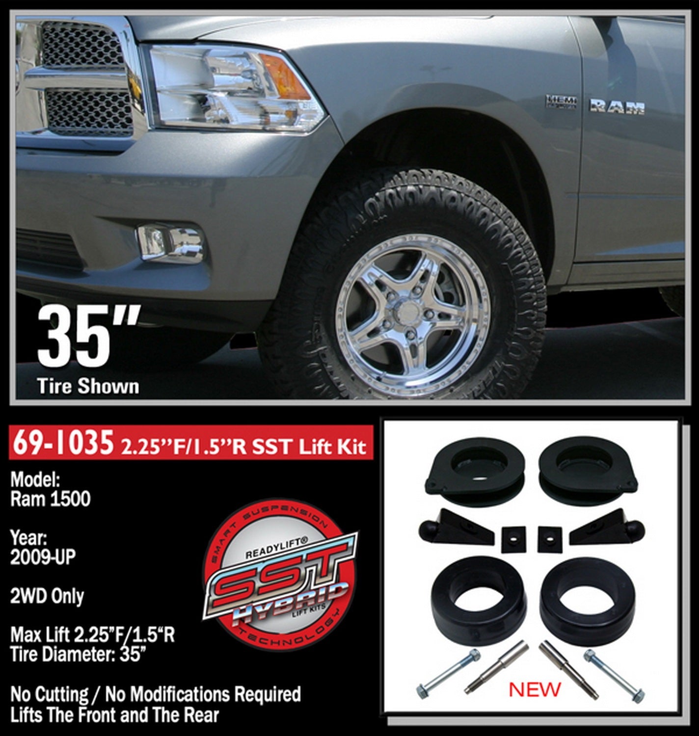 ReadyLift 2.5" SST Lift Kit for Dodge Ram 1500 2WD 2009-2012 -2