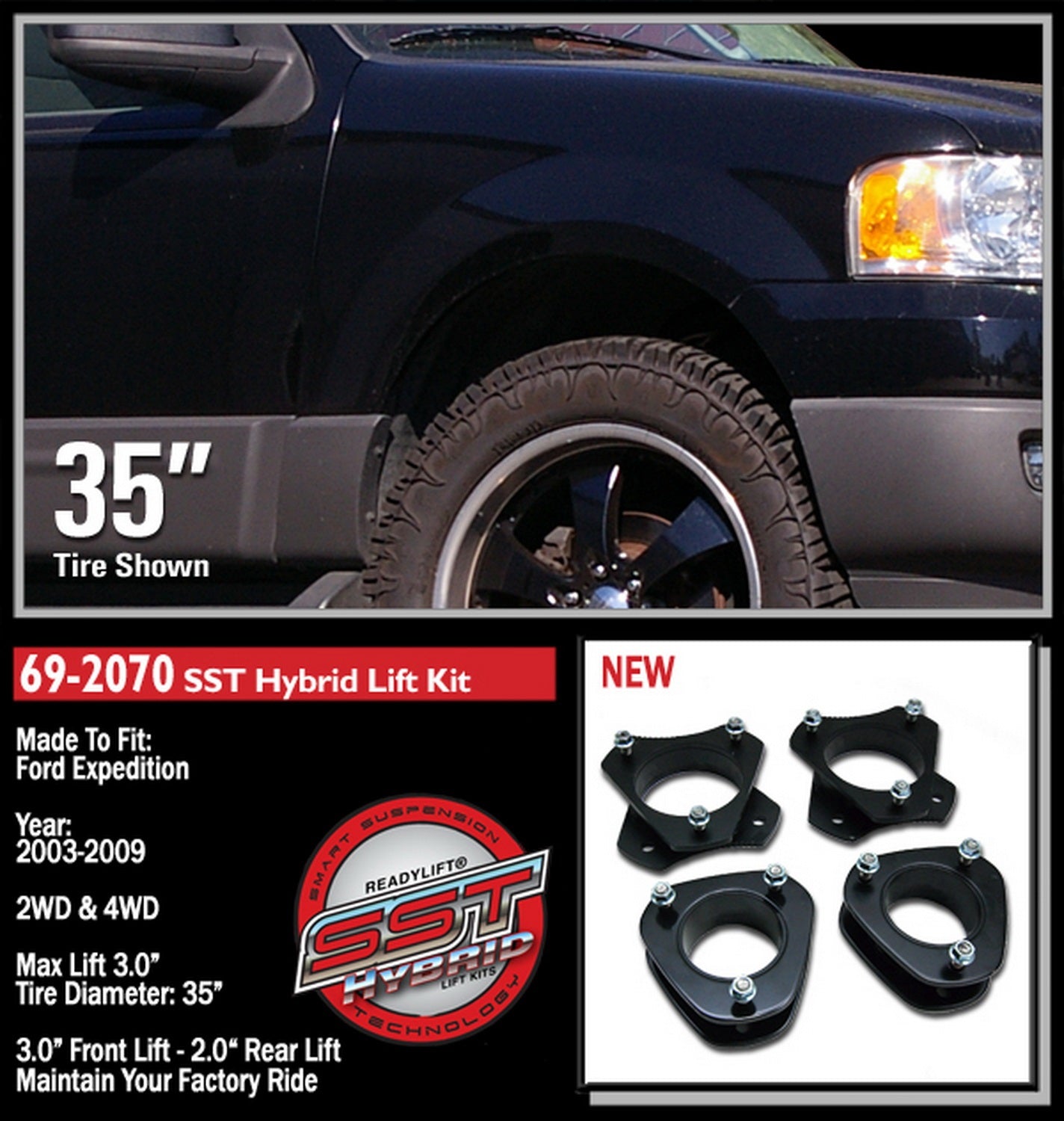 ReadyLift 3"F 2"R Lift Kit for Ford Expedition Navigator 2003-2017 -2