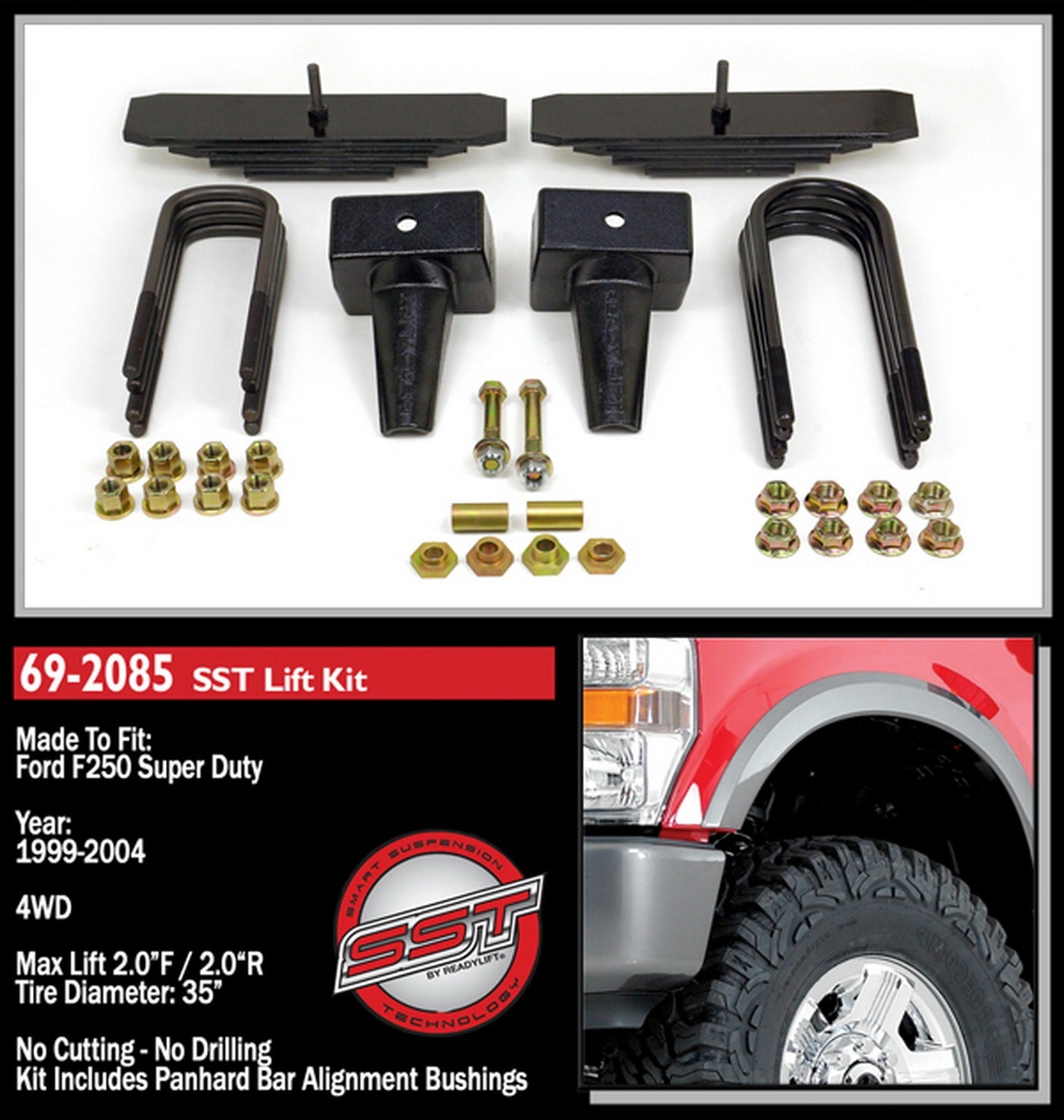 ReadyLift 2" Lift Kit for Ford SuperDuty F250 F350 Excursion 4WD 1999-2004 BKMQ69-2085 -2