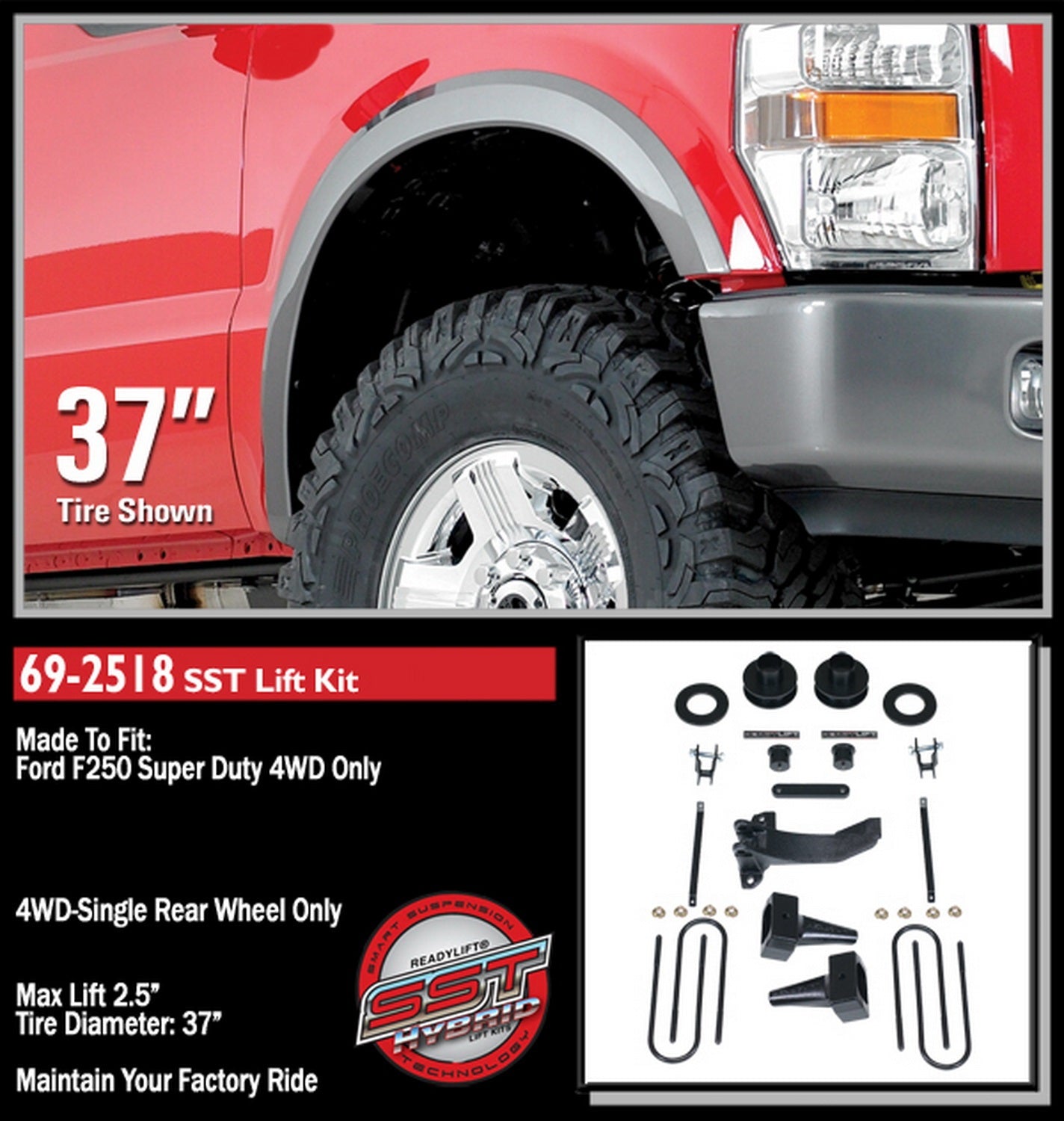 Readylift Suspension Lift Kit 08-10 for Ford F250 2.5" SST W/4" R Blocks 69-2518 -2