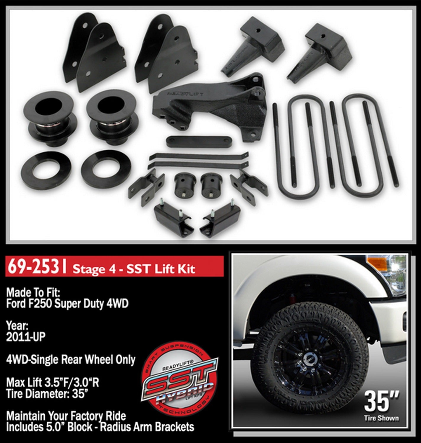 ReadyLift 3.5" SST Lift Kit for Ford SuperDuty F250 F350 F450 4WD 2-pc DL 11-16 -2