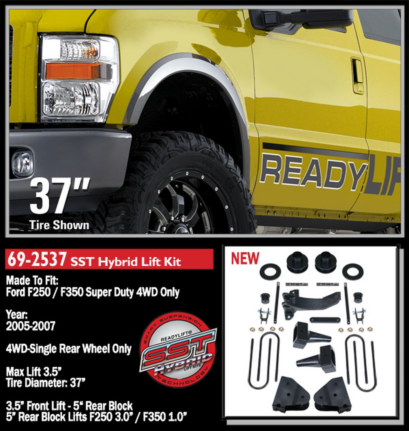 Readylift Suspension Lift Kit 05-07 for Ford F250/F350/F450 3.5" 1 Pc DL 69-2537 -2