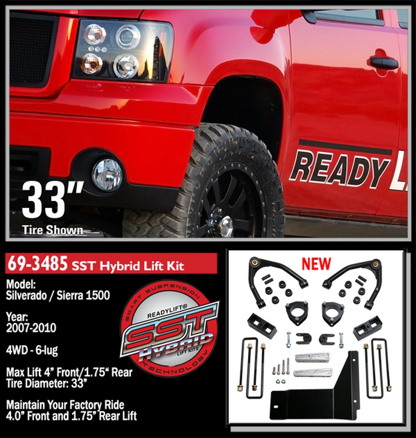 ReadyLift 4" SST Lift Kit Chevy GMC Silverado Sierra 4WD 2007-2013 -2