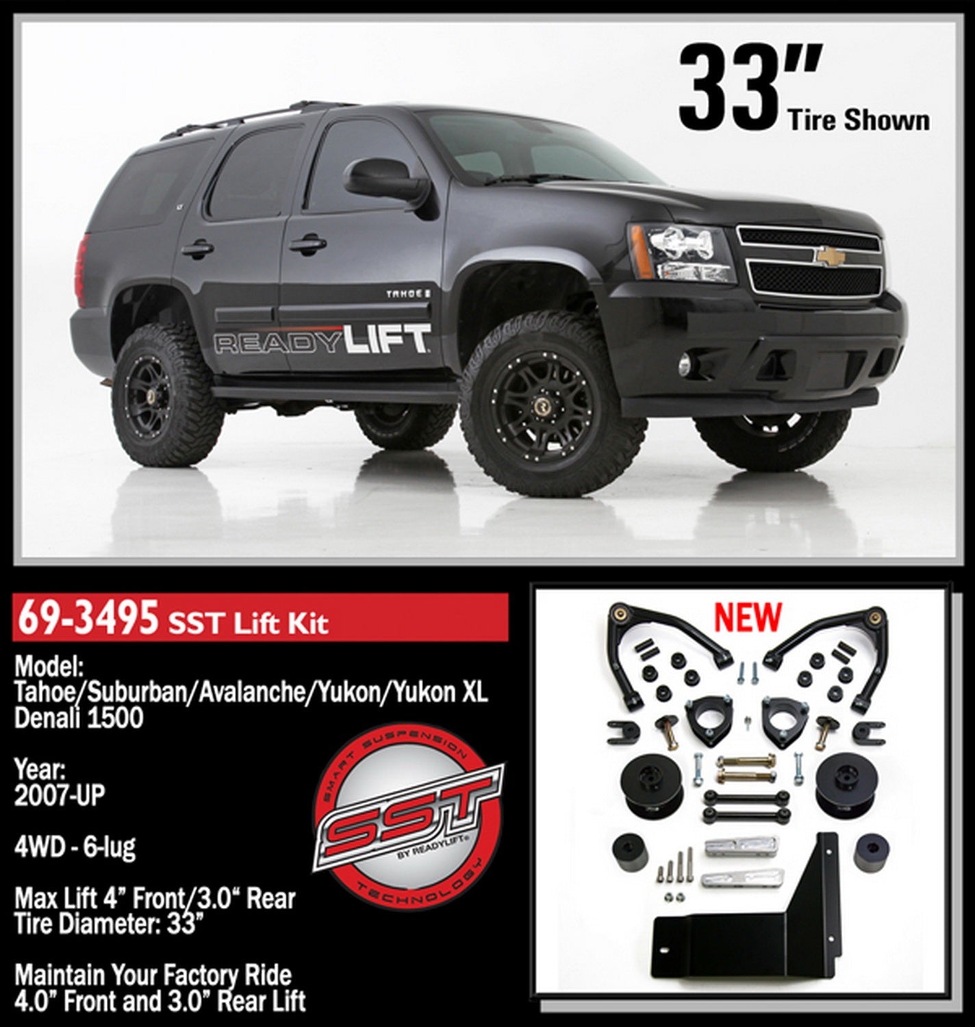 ReadyLift 4" SST Lift Kit GM Full-Size SUV 4WD 1500 2007-2014 -2