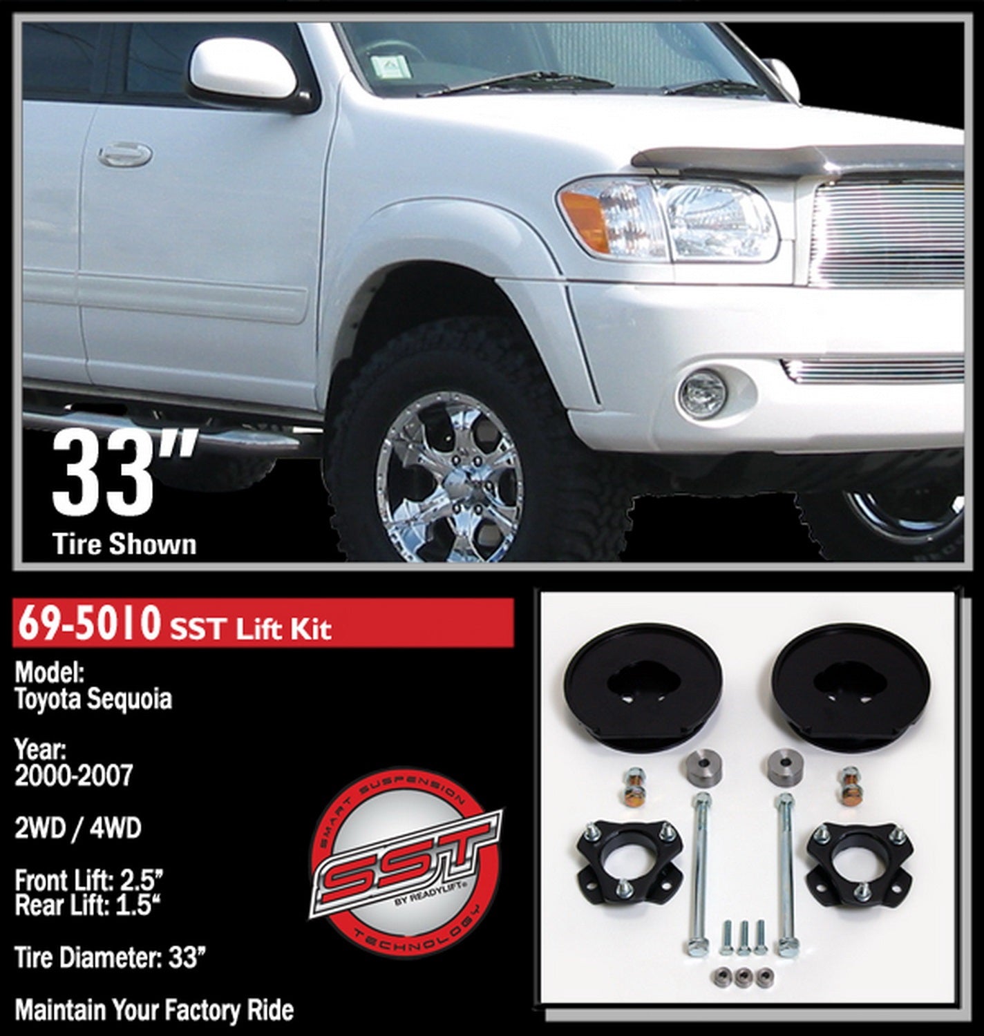 ReadyLift 2.5"F 1.5"R SST Lift Kit for Toyota Sequoia 2001-2007 -2