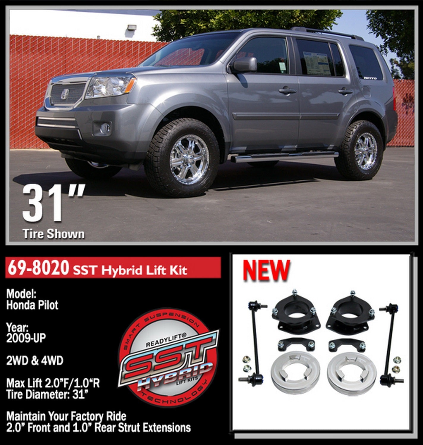 ReadyLift 2"F 1"R SST Lift Kit for Honda Pilot 2009-2011 -2