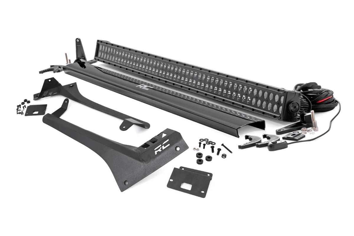 Rough Country Jeep 50" LED Light Bar Kit Blk Series Gladiator JT Wrangler JL 70069