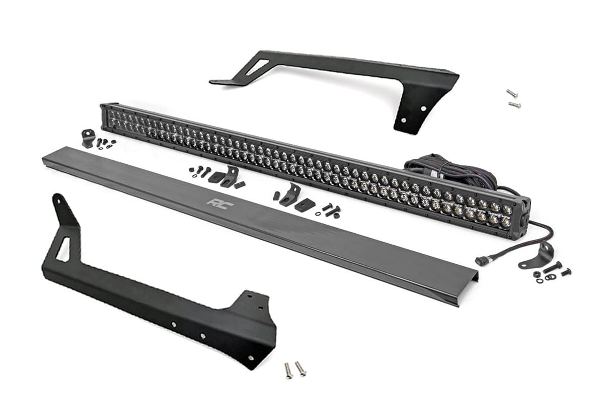 Rough Country LED Light Mnt 50" Black Dual Row W/DRL Jeep Wrangler JK 07-18 70504BLDRL