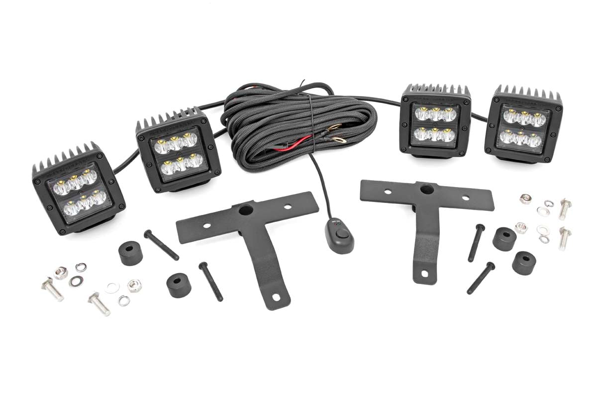 Rough Country Quad LED Light Pod Kit -Black Series 18-23JL/2020 Gladiator 70822