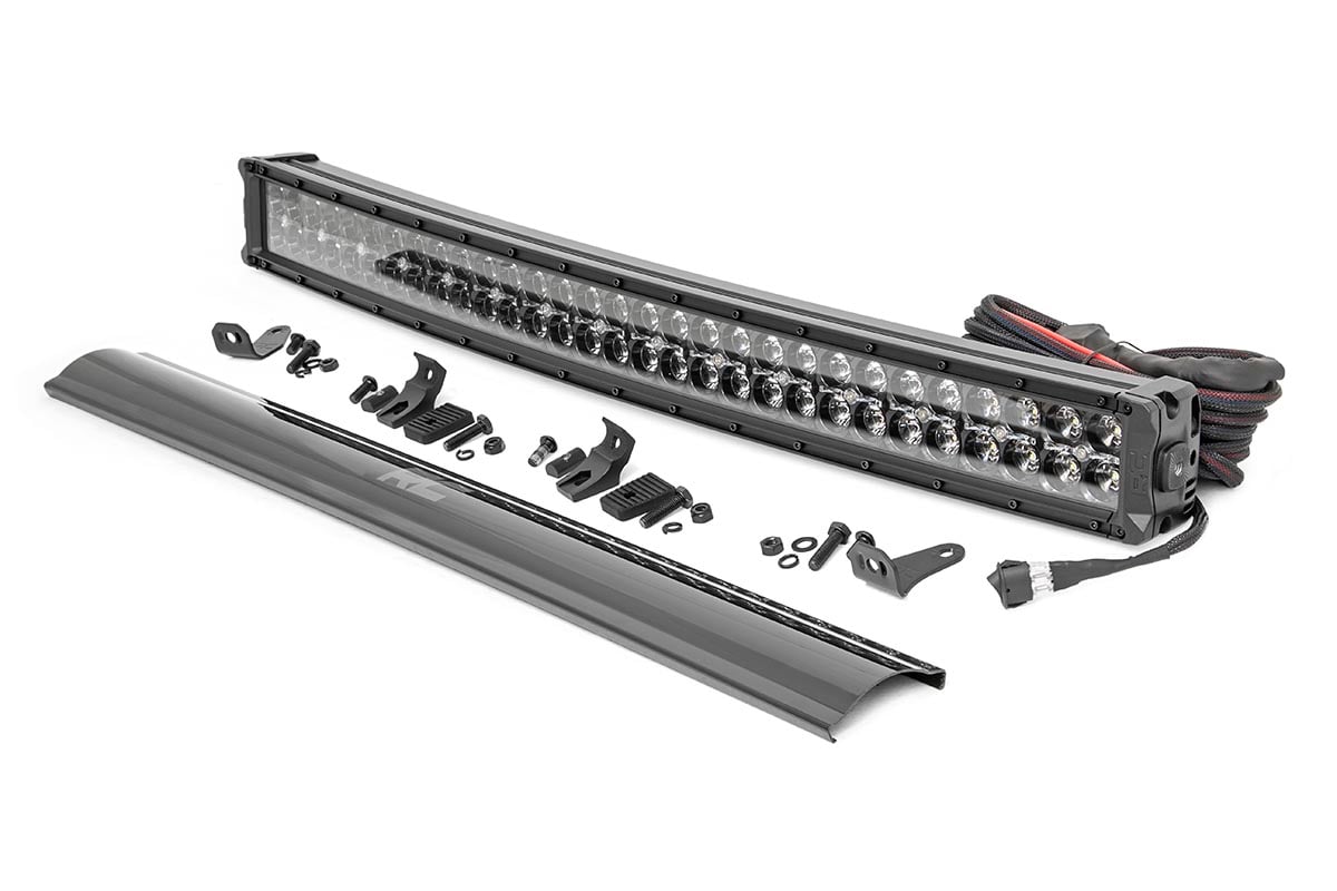 Rough Country 30" Curved Cree LED Light Bar-Dual Row Black Series Cool White DRL 72930BD