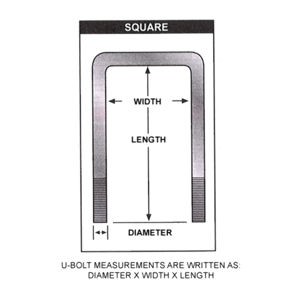 9/16-inch Square U-bolts 2.5 x 7.75