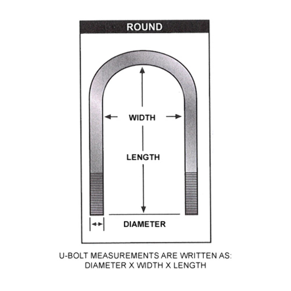 5/8-inch Round U-bolts 3.625 x 17.5