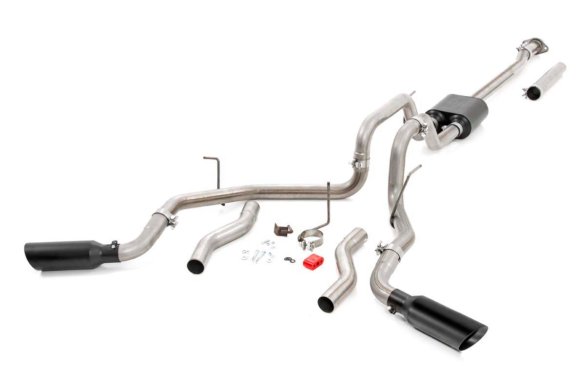 Rough Country Dual Cat-Back Exhaust System BLK Tips 09-14 F150 V8 96010