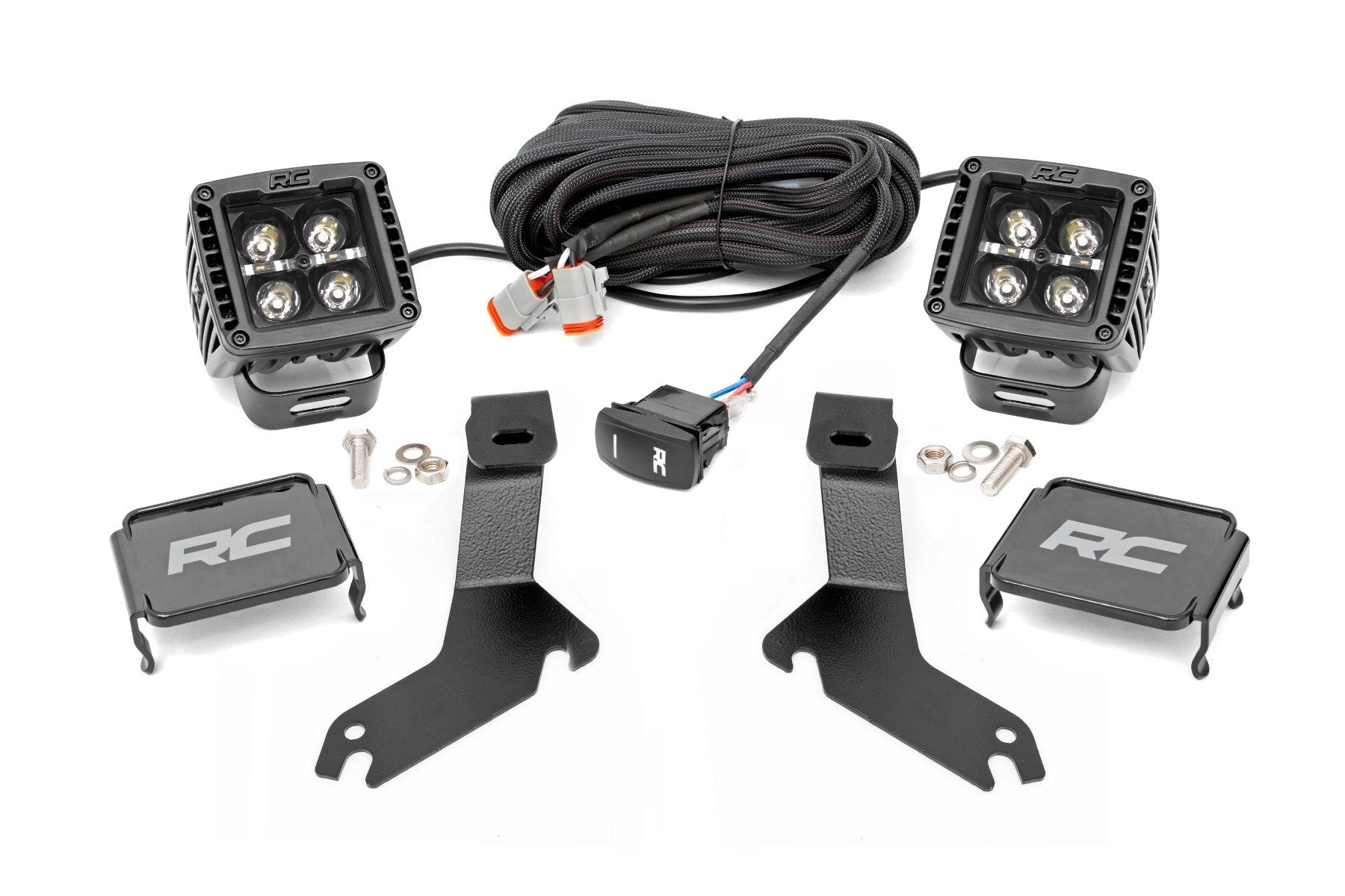 Rough Country LED Kit Ditch Mount 2" Black Pair White DRL Chevy 1500 99-06 82284