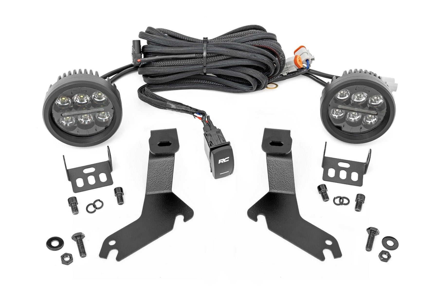 Rough Country LED Kit Ditch Mount Black Series 3.5" Amber DRL Chevy 1500 99-06 82286
