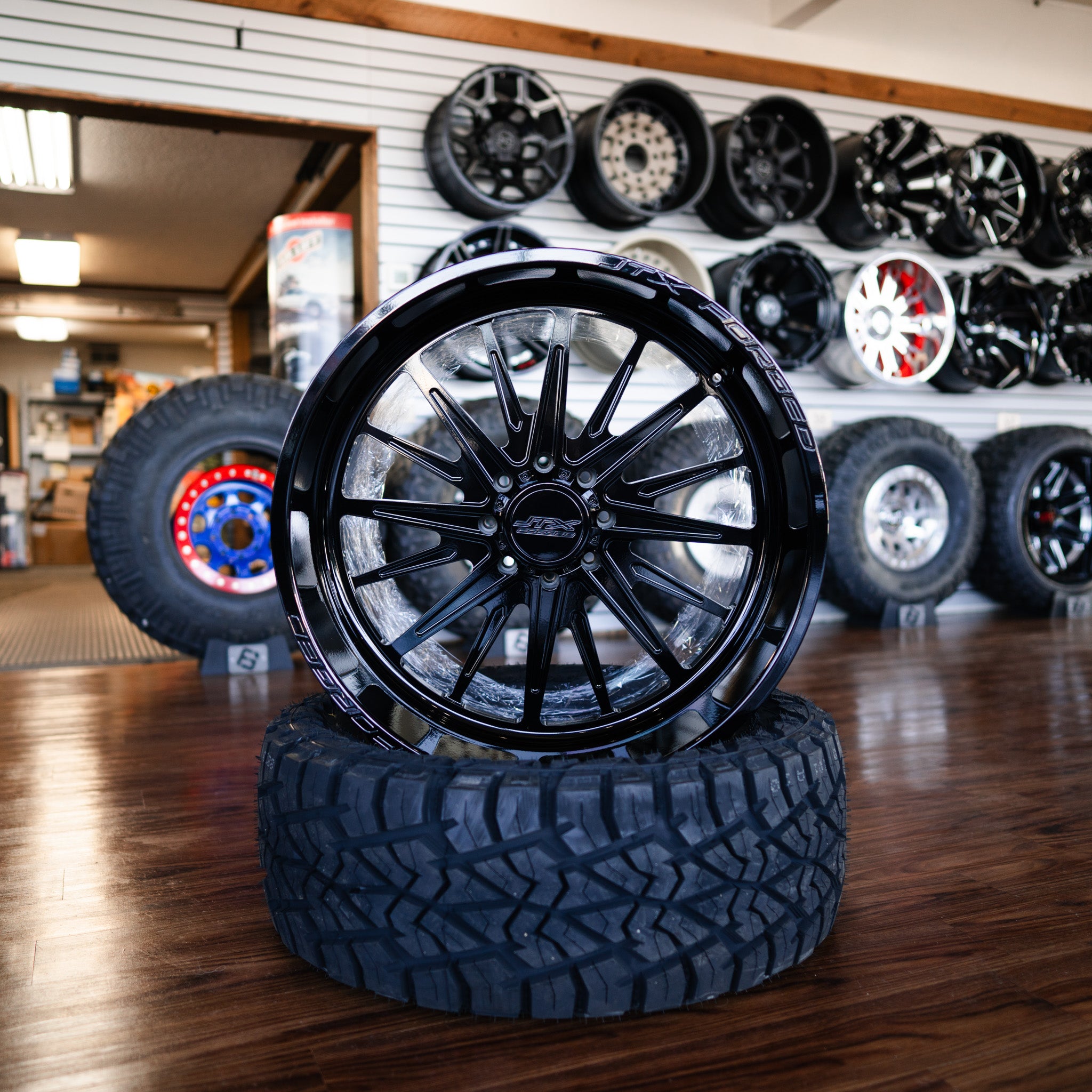 JTX Forged Wheels Chrono Series 28x14 "Black Out" Customs Set Of 4 -4