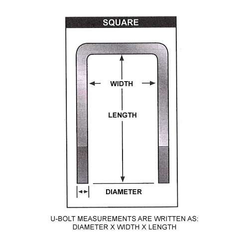 9/16-inch Square U-bolts 2.5 x 7.75 -1
