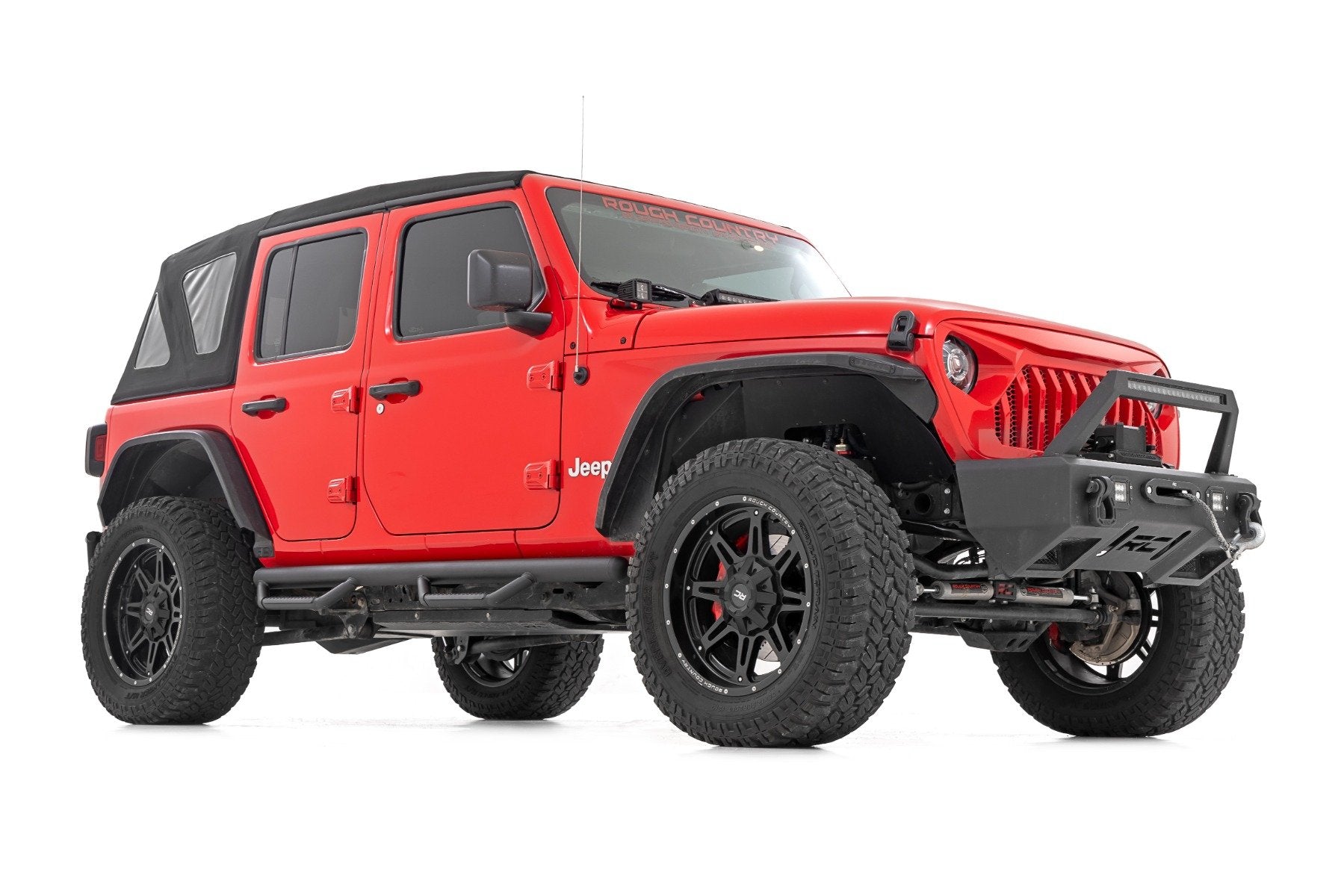 Rough Country Nerf Steps Wheel to Wheel 4Dr Jeep Wrangler JLU 18-24 RC RCJ1866B