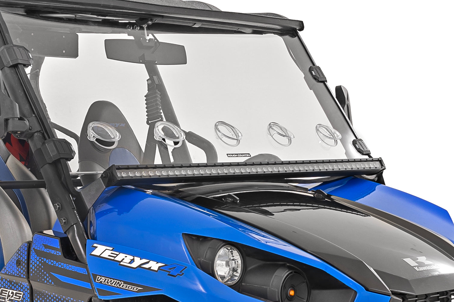 Rough Country LED Kit Cage Mnt 50" Black Single Row White DRL Kawasaki Teryx 94016