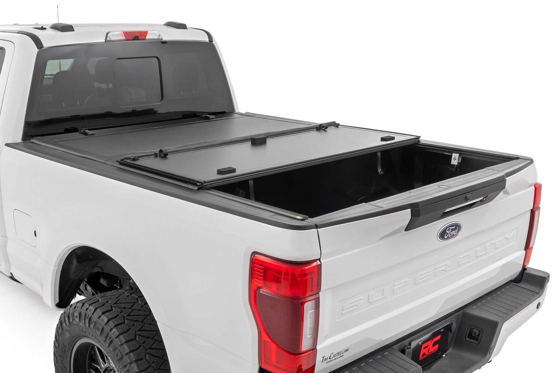 Rough Country Hard Tri-Fold Flip Up Bed Cover 6'10" Bed Ford SuperDuty 17-23 49220651