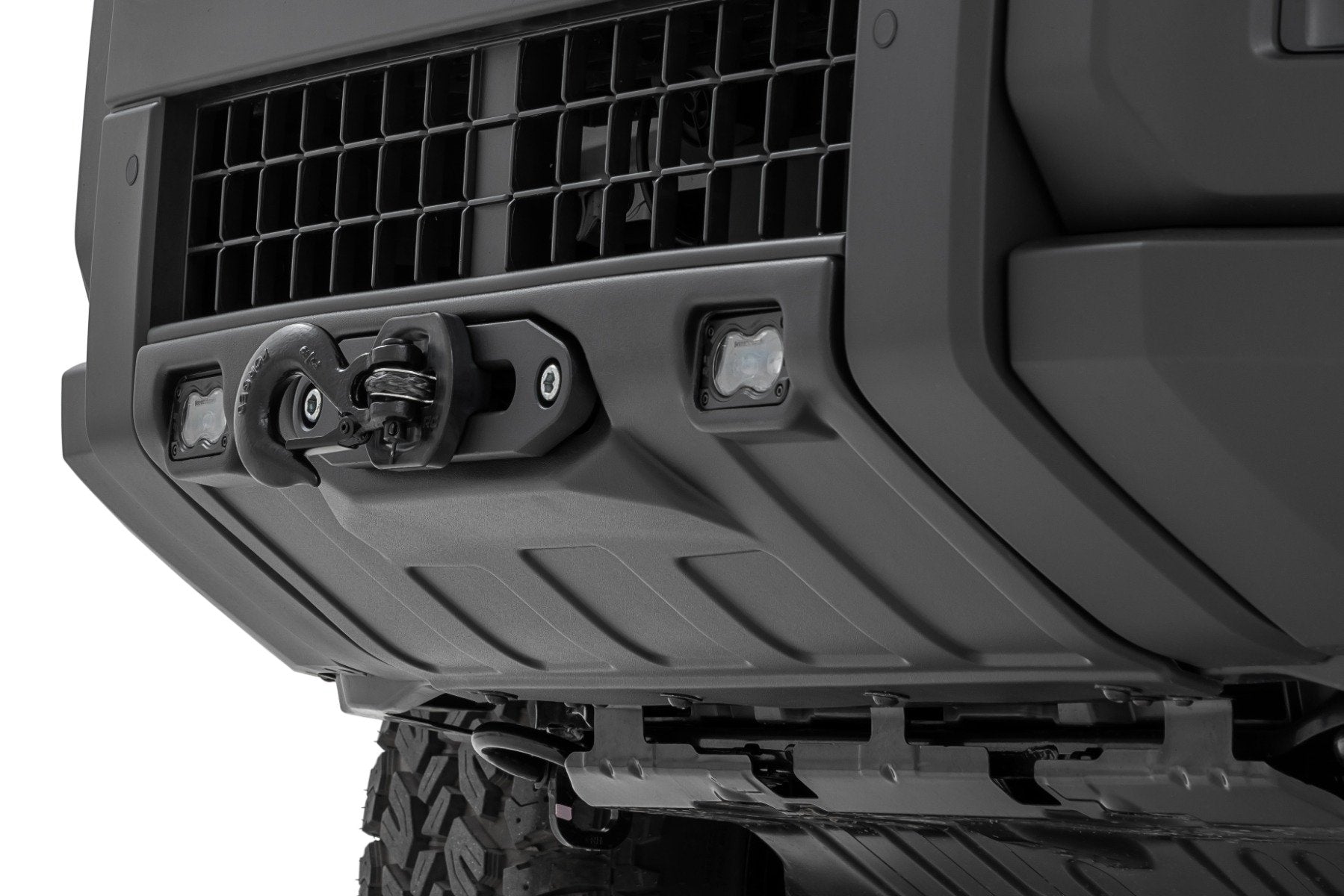 Rough Country Hidden Winch Mount White SAE PRO1200S for Land Cruiser 24-25 10749