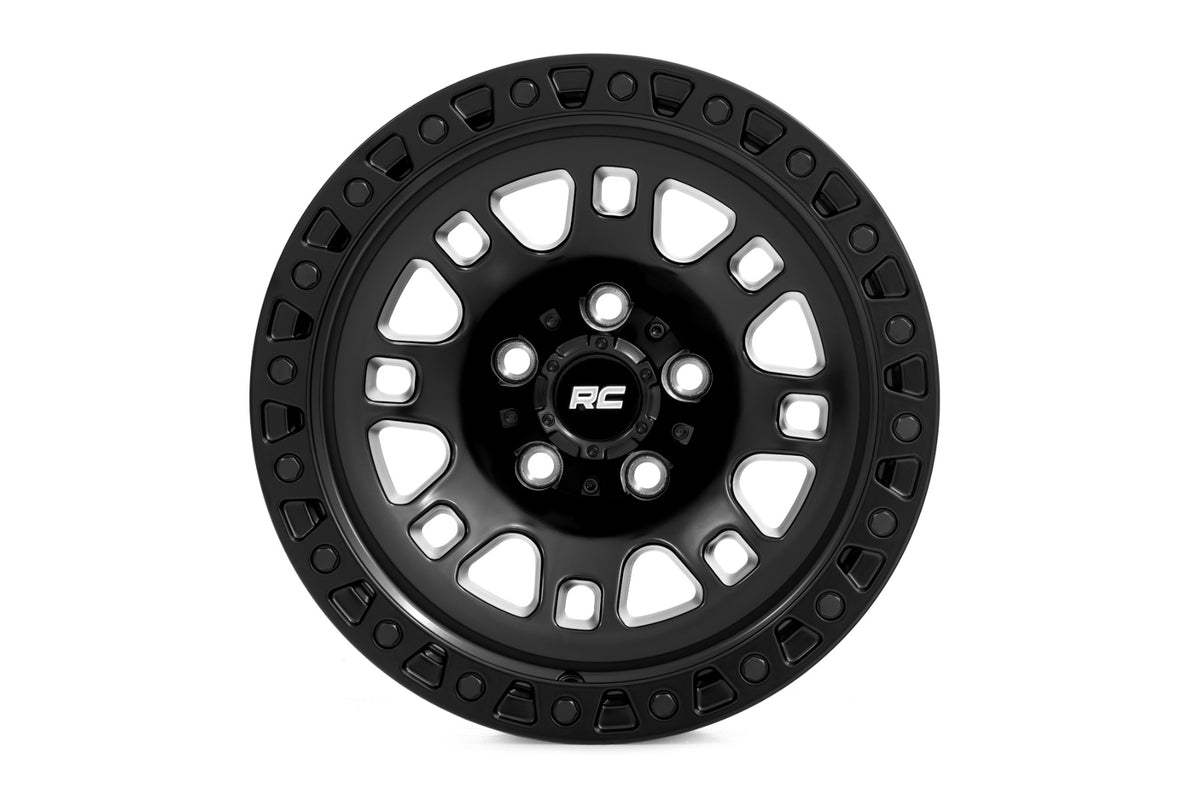 Rough Country 82 Series Wheel One-Piece Semi Gloss Black 18x9 5x5 -12mm 82181218A