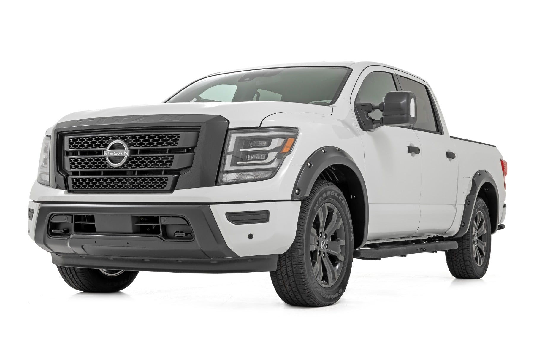 Rough Country Fender Flares for Nissan Titan Crew 17-23 KH3 Super Black NO Emble F-N101705A-KH3