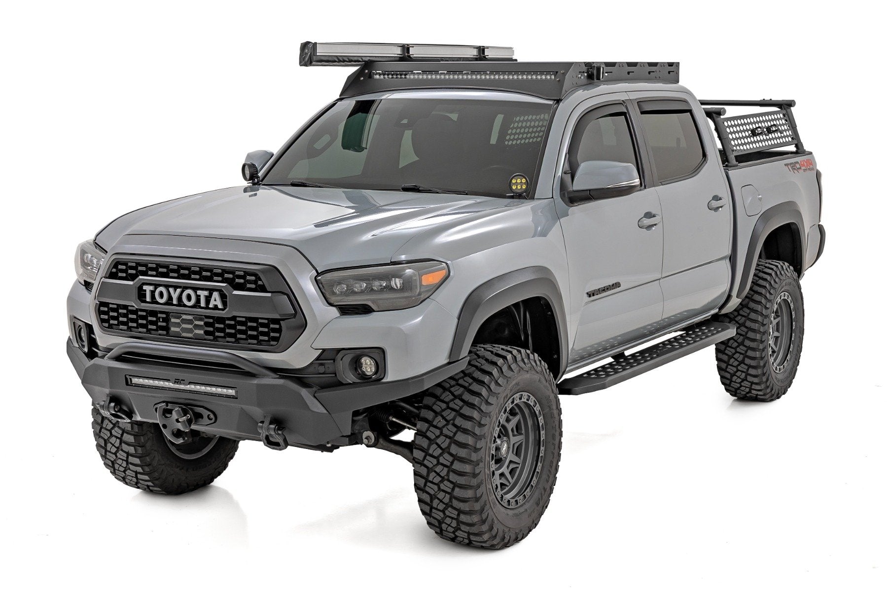 Rough Country RPT2 Running Board | Double Cab | Black | for Toyota Tacoma 2WD/4WD (2016-2023)