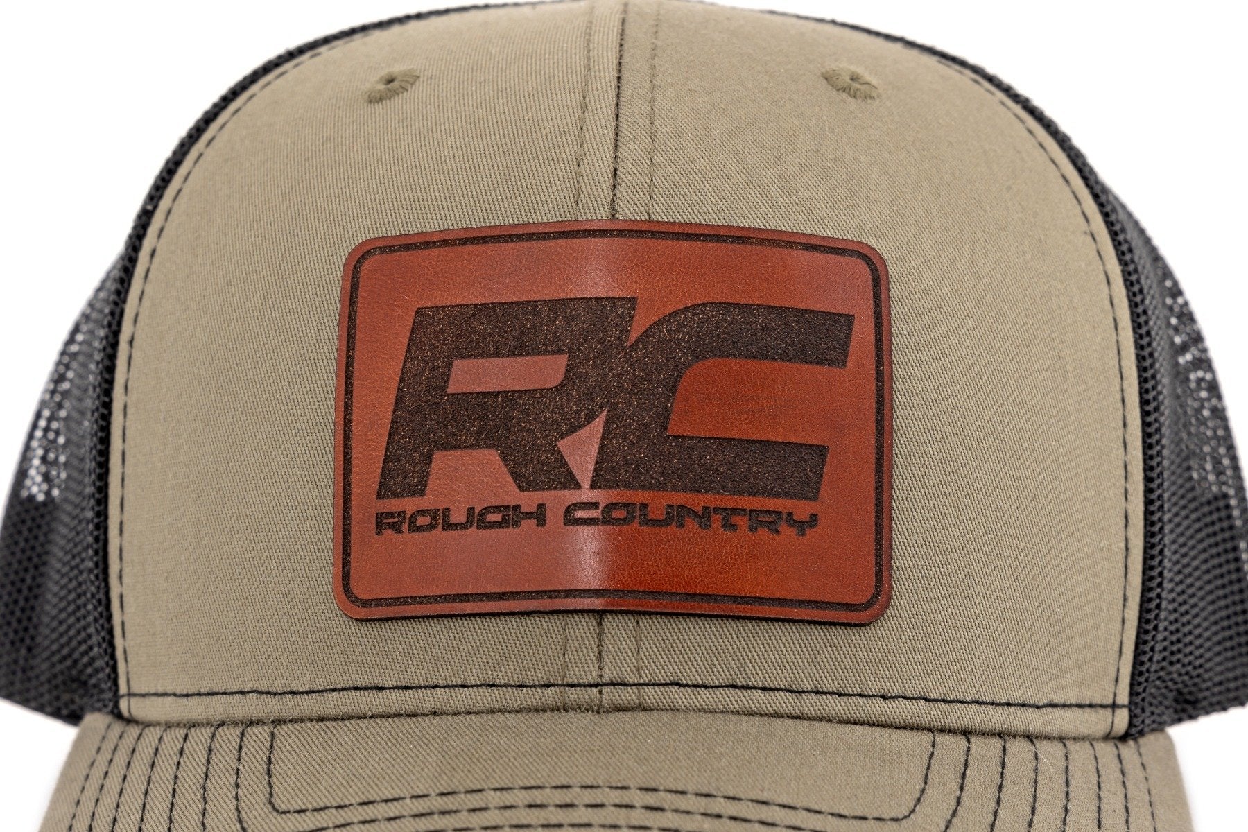 Rough Country Hat | Black Mesh RC Patch | Brown/Leather - Richardson 112 84119