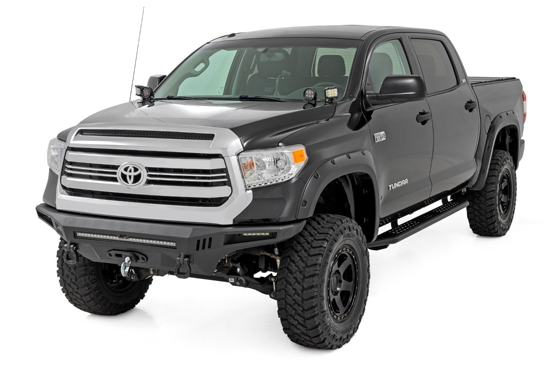 Rough Country OV2 Running Boards Side Step Bars Crew Cab Toyota Tundra 07-21 14005