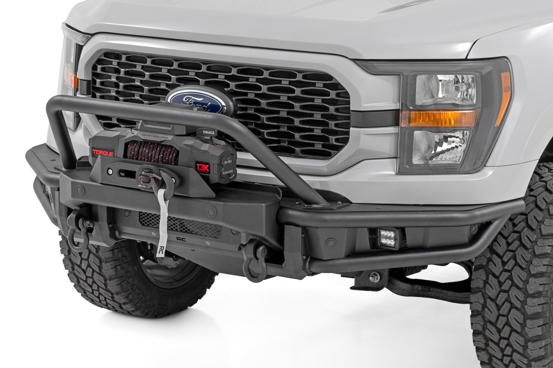 Rough Country Front Bumper | Tubular | Winch Mount | for Ford F-150 2021-2023 51216W