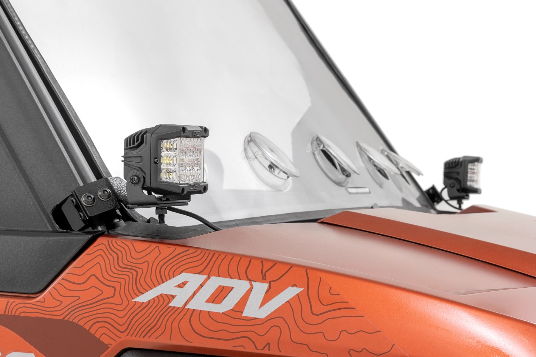 Rough Country LED Kit FRT Mount 2" Black Pair White DRL Polaris XPEDITION ADV 5 93302