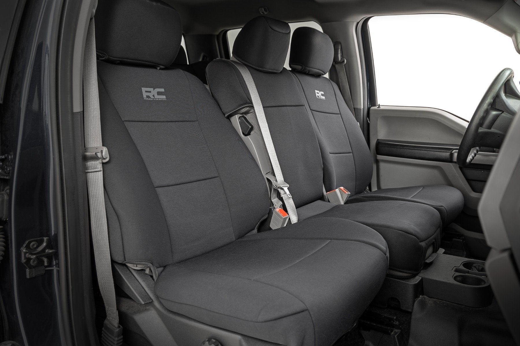 Rough Country Seat Covers FR & RR Bench for Ford F150/Lightning/F250/F350 15-23 91067