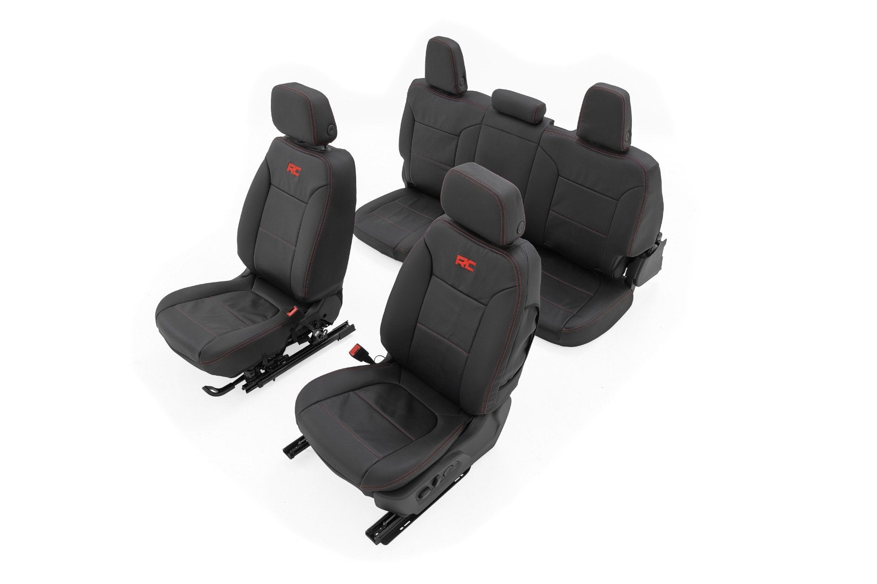 Rough Country Leather Seat Covers | FR Bucket | RR 60/40 | Chevy/GMC Sierra 1500 (19-26)/Silverado 1500 (19-26) 91071L