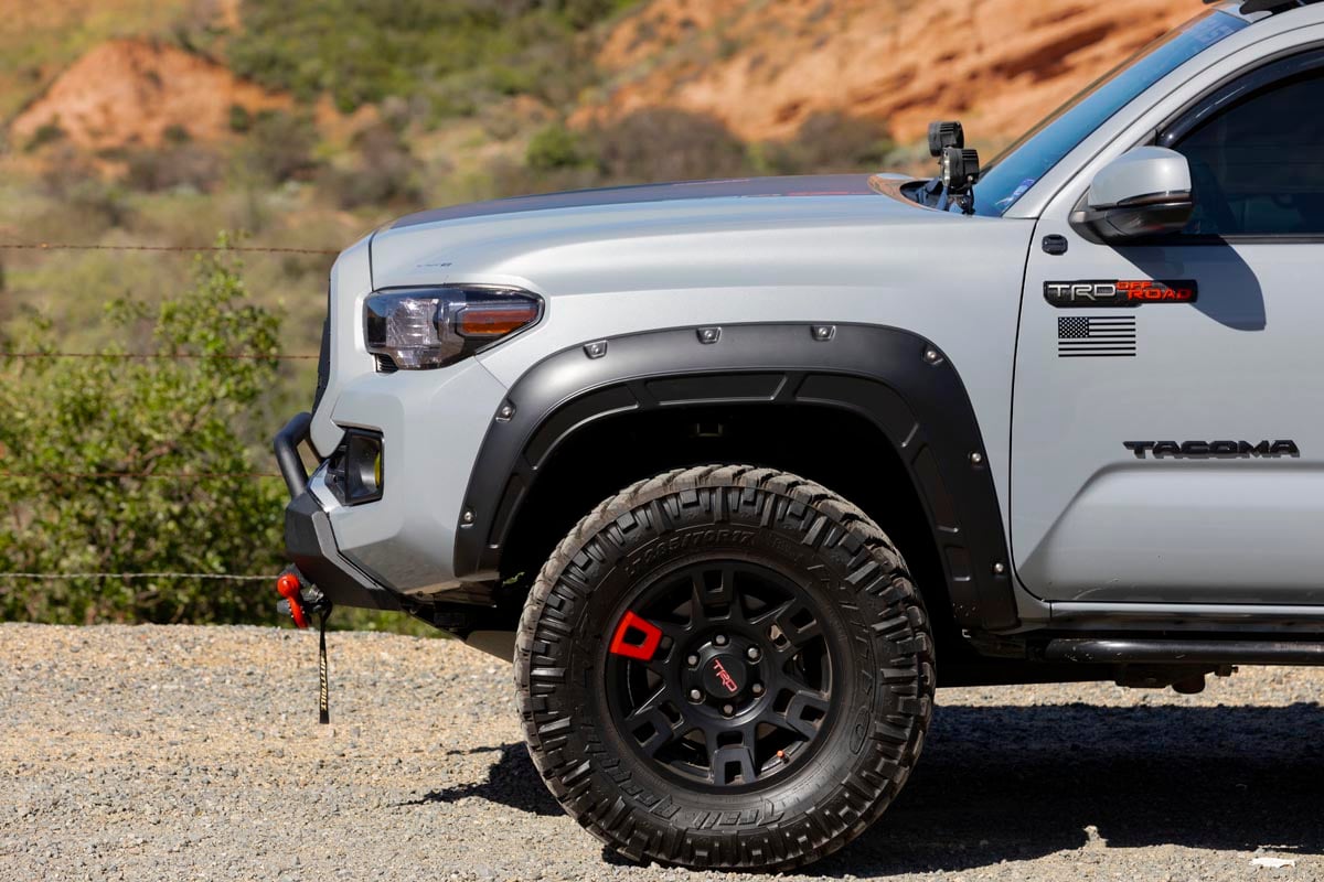Rough Country Fender Flares | Defender | 1J9 Celestial Silver Metallic | for Toyota Tacoma (16-23) A-T11621-1J9