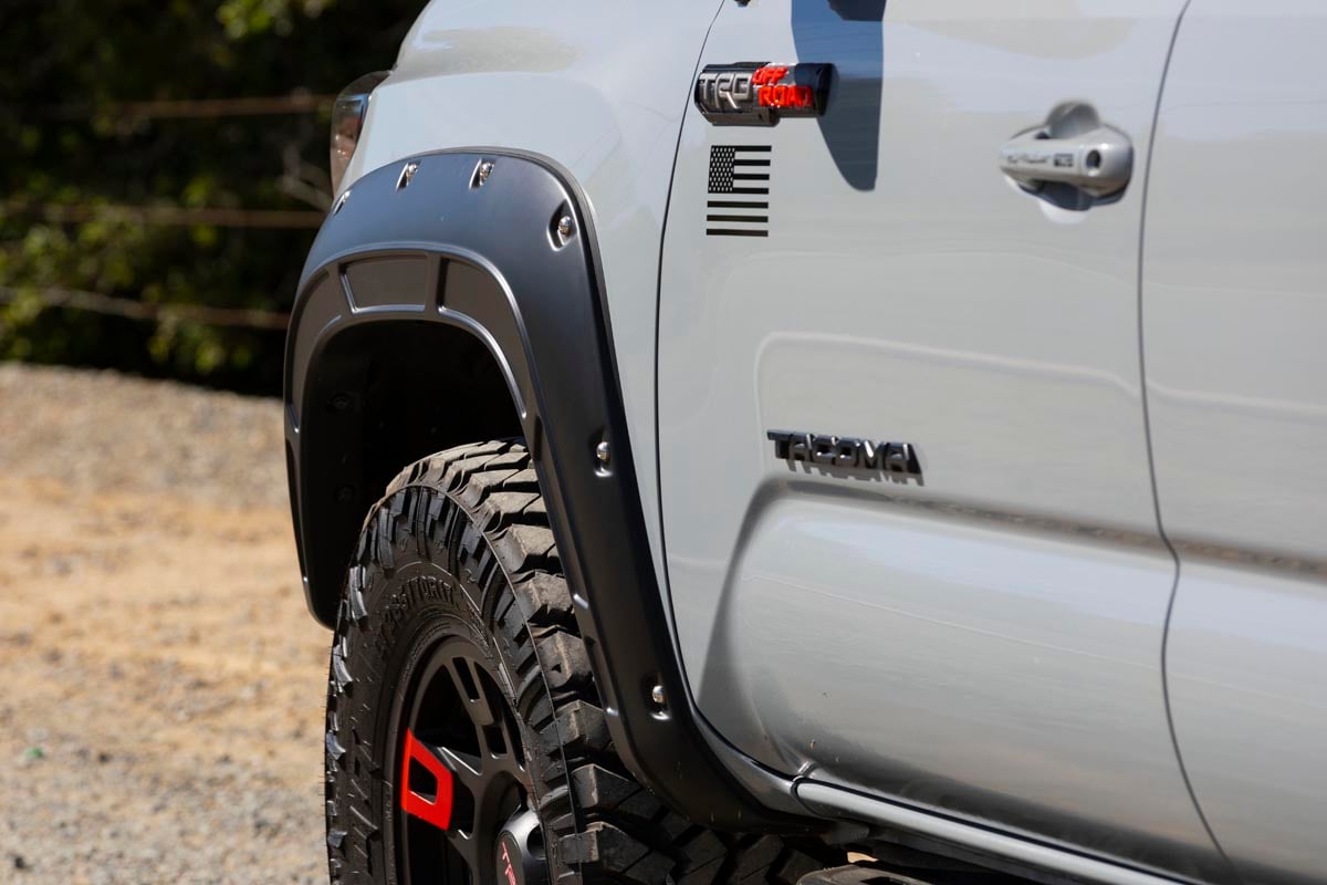 Rough Country Fender Flares | Defender | 1D6 Silver Sky Metallic | for Toyota Tacoma (16-23) A-T11621-1D6