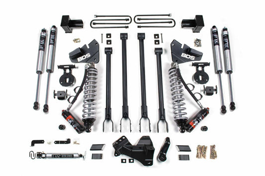 2017-2019 Ford F250/F350 4wd 4" 4-Link Suspension Lift Kit, 2" Rear, Block, Diesel, 2 Leaf Main - Fox 2.5 PES C/O Front, Fox 2.0 IFP PS Aux Front, Fox 2.0 IFP PS Rear