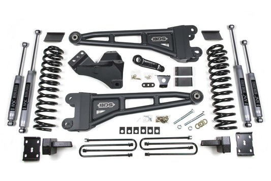 2011-2016 Ford F250/F350 4" Radius Arm Kit - Gas, 2.0 Fox Shocks