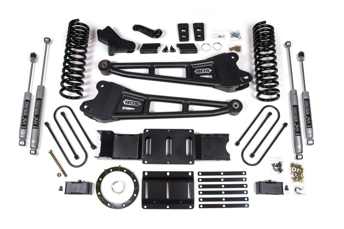 2019-2024 Ram 3500 4" Radius Arm Diesel - 2" Rear Block w/o overload - 6-Bolt T-Case - NX2 Shocks