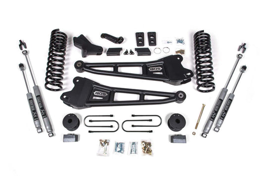 2013-2018 Ram 3500 4wd 4" Radius Arm Suspension Lift Kit, 3" Rear, Block, Diesel w/ Air Ride - FOX 2.0 IFP PS Shocks