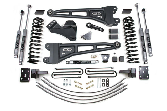 2005-2007 Ford F250/F350 4wd 6" Radius Arm Suspension Lift Kit, 4.5" Rear Lift, Block & AAL, Diesel, w/ overload - NX2