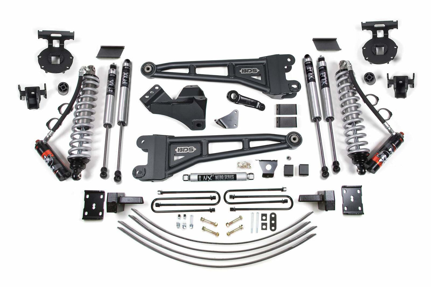 2005-2007 Ford F250/F350 4wd 6" Radius Arm Suspension Lift Kit, 6" Rear Lift, Spring, Diesel - Fox 2.5 PES C/O Front, Fox 2.0 IFP PS Aux Front, Fox 2.0 IFP PS Rear