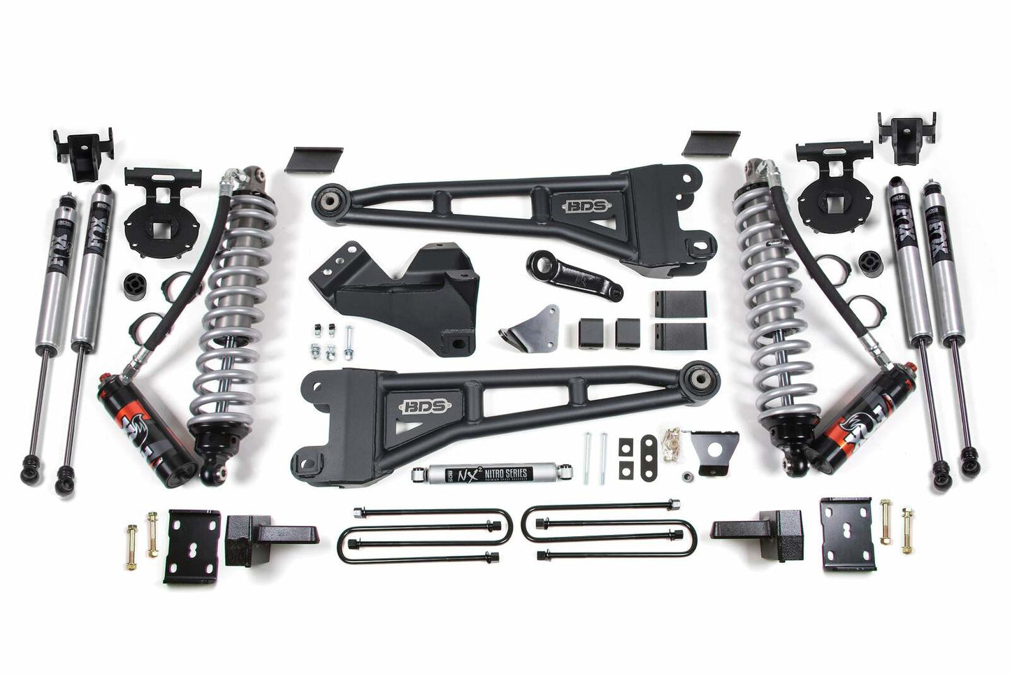 2005-2008 Ford F250/F350 4wd 6" Radius Arm Suspension Lift Kit, 6" Rear Lift, Spring, Diesel - Fox 2.5 PES C/O Front, Fox 2.0 IFP PS Aux Front, Fox 2.0 IFP PS Rear