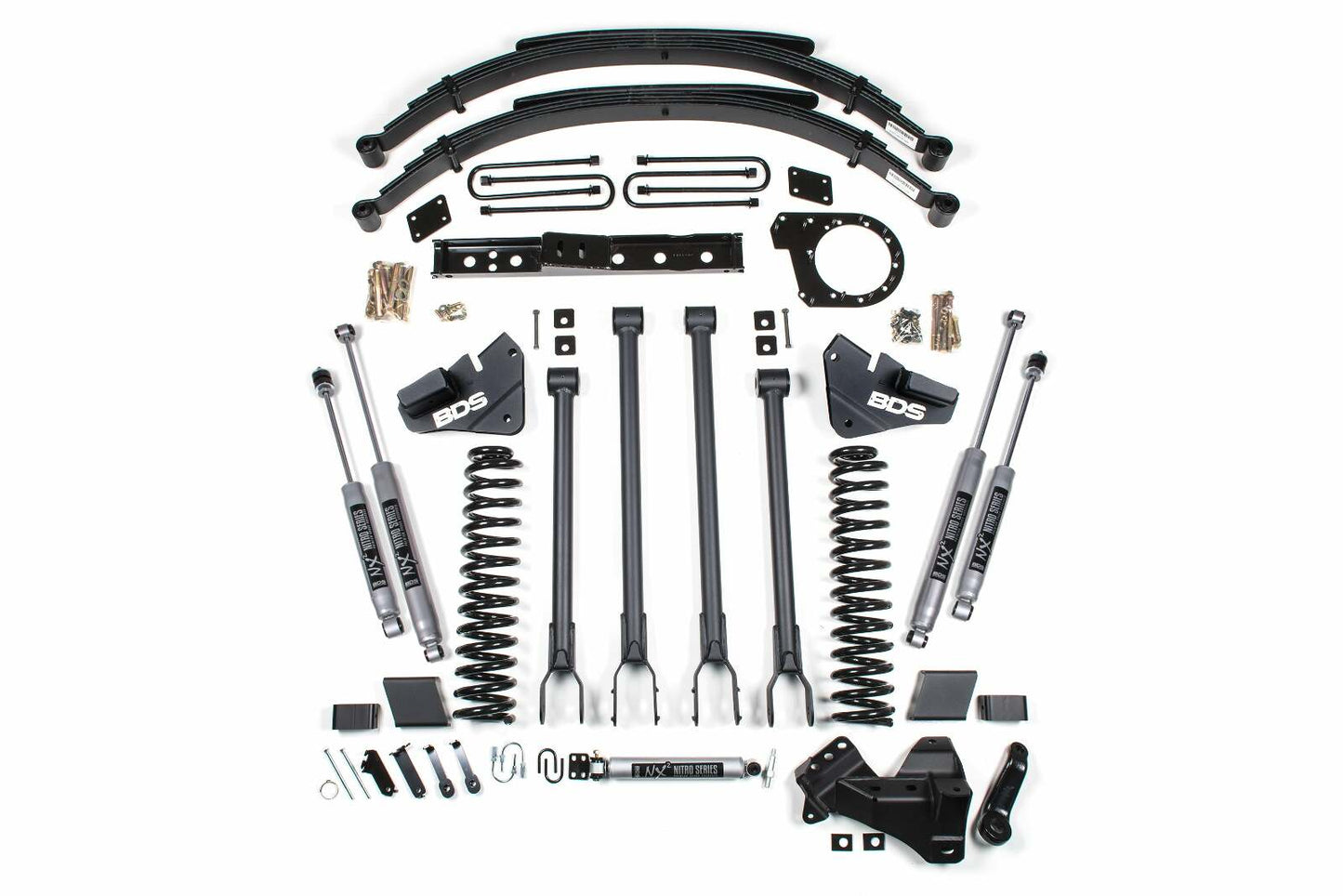 2017-2019 Ford F250/F350 4wd 6" 4-Link Suspension Lift Kit, 4" Rear, Block and AAL, Diesel, 2 Leaf Main - Fox 2.5 PES Shocks