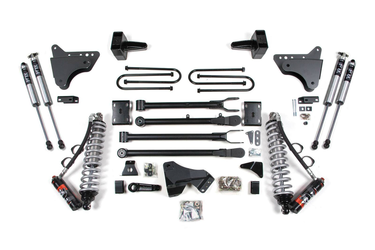 2011-2016 Ford F250/F350 4wd 4" 4-Link Suspension Lift Kit, 2" Rear, Block, Diesel - Fox 2.5 PES C/O Front, Fox 2.0 IFP PS Aux Front, Fox 2.0 IFP PS Rear