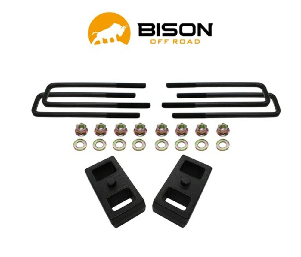 Bison Off Road 2'' Cast Rear Block Kit GM Silverado, Sierra 2500/3500 HD W/ Overloads 11-18