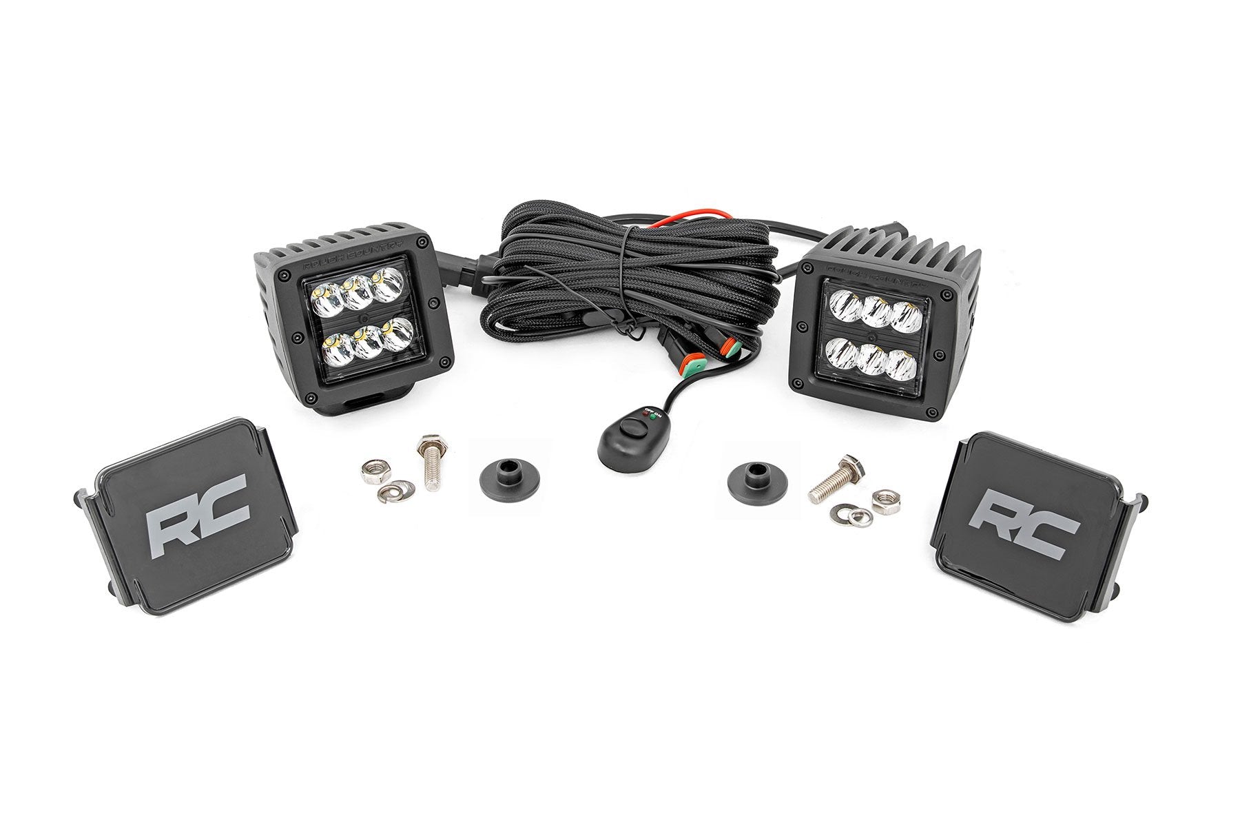 Rough Country LED Light Ditch Mount 2" Black Pair Spot Ford Bronco 2021 71047